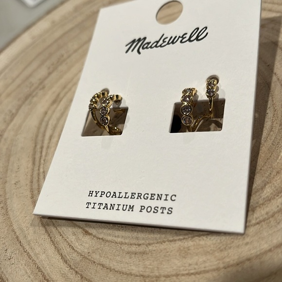 Madewell Tennis Collection Bezel Set Crystal Double Hoop Earrings/NWT - Picture 2 of 5